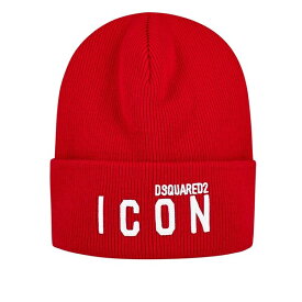【送料無料】 ディースクエアード レディース 帽子 アクセサリー Icon Embroidered Beanie Red M818