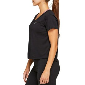 【送料無料】 アシックス レディース Tシャツ トップス Racer Crop Short Sleeve T Shirt Womens Black