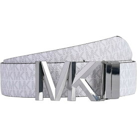 【送料無料】 マイケルコース レディース ベルト アクセサリー Michael Kors Reversible MK Logo and Leather Waist Belt White/Silver