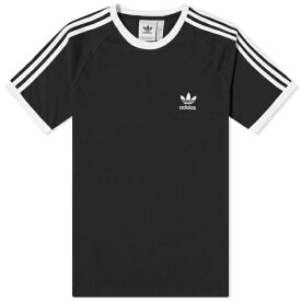 アディダス メンズ Tシャツ トップス Adidas 3 Stripe T-Shirt Black