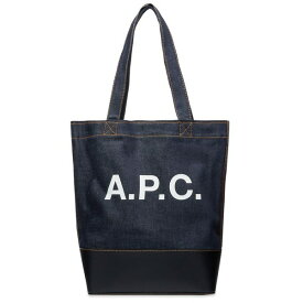 アーペーセー メンズ トートバッグ バッグ A.P.C. Axelle Denim & Leather Tote Blue