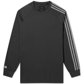 ワイスリー メンズ Tシャツ トップス Y-3 3 Stripe Long sleeve T-shirt Black