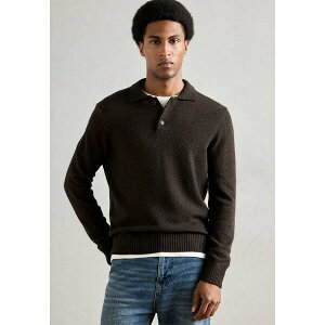 �}���R�|�[�� �����Y �j�b�g&�Z�[�^�[ �A�E�^�[ POLO WITH BUTTONS TWEED ITALIAN YARN - Jumper - burnt henna