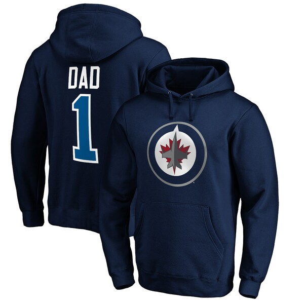 ファナティクス メンズ パーカー・スウェットシャツ アウター Winnipeg Jets Fanatics Branded #1 Dad Pullover  Hoodie Navy パーカー