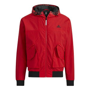 adidas AfB_X Y Xj[J[ yMen's adidas Logo Printing Solid Color Hooded Long Sleeves Jacket Red HC0267z TCY US_M_M