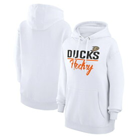カールバンクス レディース パーカー・スウェットシャツ アウター Anaheim Ducks GIII 4Her by Carl Banks Women's Team Fleece Pullover Hoodie White