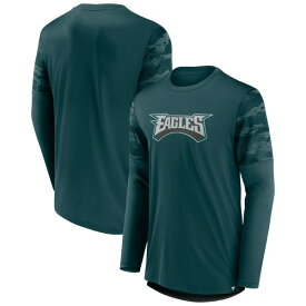 ファナティクス メンズ Tシャツ トップス Philadelphia Eagles Fanatics Branded Square Off Long Sleeve TShirt Midnight Green/Black