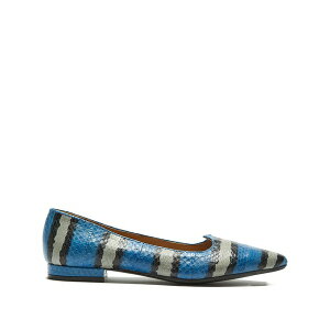 �}���p���~ ���f�B�[�X �T���_�� �V���[�Y Striped-pattern pointed-toe flats Blue