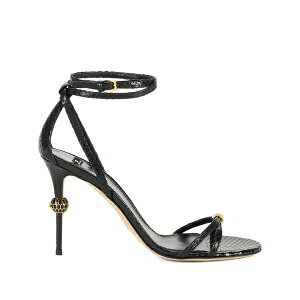 �G���U�x�X�t�����L ���f�B�[�X �T���_�� �V���[�Y 80mm leather python print sandals Black