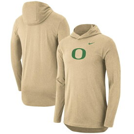 ナイキ メンズ Tシャツ トップス Oregon Ducks Nike Campus Long Sleeve Hoodie TShirt Tan