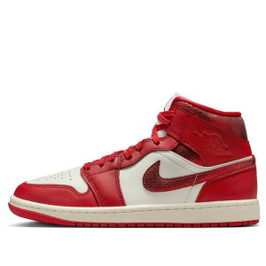 Jordan �W���[�_�� ���f�B�[�X �X�j�[�J�[ �y(WMNS) Air Jordan 1 Mid SE 'Red Cracked Leather' HJ9337-106�z �T�C�Y US_9.5(26.5cm)
