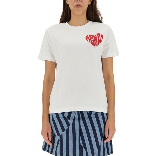 ケンゾー レディース Tシャツ トップス T-shirt Hearts BIANCO