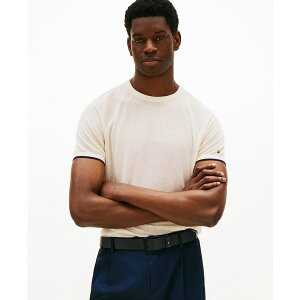 g~[ qtBK[ Y Vc gbvX Men's Relaxed Fit Short Sleeve Crewneck Knitted T-Shirt Ivory Petal