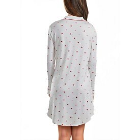 アイコレクション レディース シャツ トップス Women's Kyley Heart Print Button Down Sleep Shirt with Contrast Red Trim White-Red