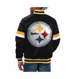 スターター レディース ジャケット＆ブルゾン アウター Men's Black Pittsburgh Steelers Home Game Satin Full-Snap Varsity Jacket Black