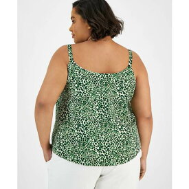 バースリー レディース カットソー トップス Plus Size Printed Cowlneck Camisole Top, Created for Macy's Bar White/Green