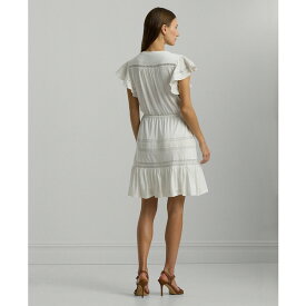 ラルフローレン レディース ワンピース トップス Women's Flutter-Sleeve Fit & Flare Dress White