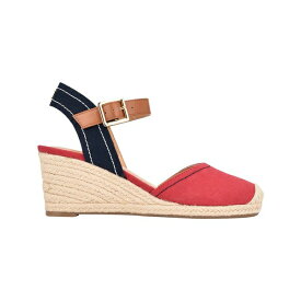 トミー ヒルフィガー レディース サンダル シューズ Women's Nilsa Classic Close Toe Wedge Sandal Red Multi - Textile, Faux Leather - Polyurethane