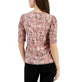 アンクライン レディース カットソー トップス Women's Abstract-Print Puffed-Sleeve Top Cherry Blossom Multi