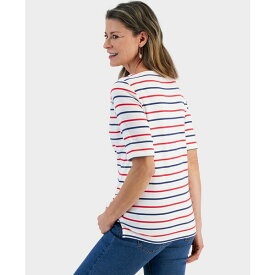 スタイルアンドコー レディース カットソー トップス Women's Striped Boat-Neck Elbow-Sleeve Top, Created for Macy's Natural Stripe