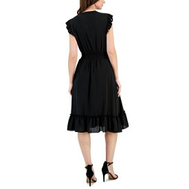 ティー・タハリ レディース ワンピース トップス Women's Ruffled-Trim Smocked-Waist Midi Dress Black