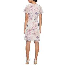 エス エル ファッションズ レディース ワンピース トップス Women's Printed Embellished Neckline Dress Lilac Multi
