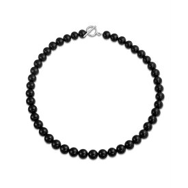 ブリング レディース ネックレス・チョーカー・ペンダントトップ アクセサリー Plain Simple Basic Western Jewelry Classic Black Onyx Round 10MM Bead Strand Necklace For Women Teen Silver Plated Clasp 18 Inch Black onyx