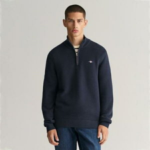 Kg Y jbg&Z[^[ AE^[ TEXTURED COTTON H-ZIP EVENING BLUE