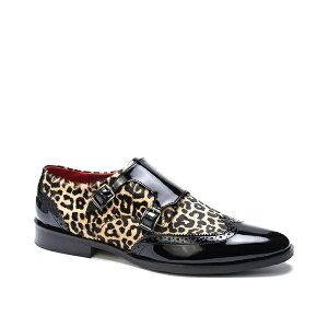 カルロスサンタナ メンズ スリッポン・ローファー シューズ Kai Monk Strap Slip-On Black Leopard Print