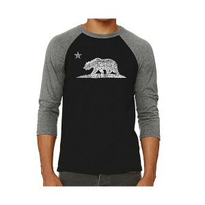 �G���G�[�|�b�v�A�[�g �����Y T�V���c �g�b�v�X California Bear Men's Raglan Word Art T-shirt Gray