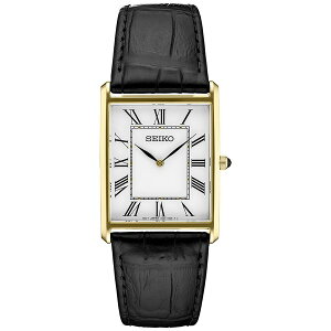 ZCR[ fB[X rv ANZT[ Men's Essentials Black Leather Strap Watch 28mm Gold