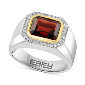 エフィー コレクション レディース リング アクセサリー EFFY&reg; Men's Garnet (4-1/10 ct. t.w.) & Diamond (1/6 ct. t.w.) Ring in Sterling Silver & 14k Gold-Plate Sterling Silver