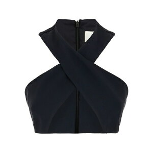 �V�[�t�F�A ���f�B�[�X �J�b�g�\�[ �g�b�v�X Cross-neck zip top Blue
