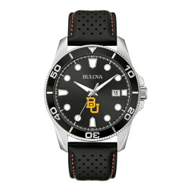 ブロバ メンズ 腕時計 アクセサリー Baylor Bears Bulova Corporate Collection Leather Strap Watch Black