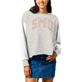 リーグカレッジエイトウェア レディース パーカー・スウェットシャツ アウター SMU Mustangs League Collegiate Wear Women's Reverse Fleece Cropped Pullover Sweatshirt Gray