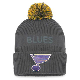 ファナティクス メンズ 帽子 アクセサリー St. Louis Blues Fanatics Authentic Pro Home Ice Cuffed Knit Hat with Pom Charcoal