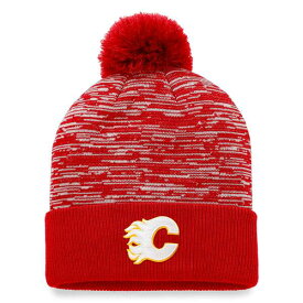 ファナティクス メンズ 帽子 アクセサリー Calgary Flames Fanatics Defender Cuffed Knit Hat with Pom Red