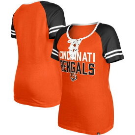 ニューエラ レディース Tシャツ トップス Cincinnati Bengals New Era Women's Raglan LaceUp TShirt Orange