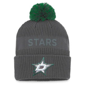 ファナティクス メンズ 帽子 アクセサリー Dallas Stars Fanatics Authentic Pro Home Ice Cuffed Knit Hat with Pom Charcoal
