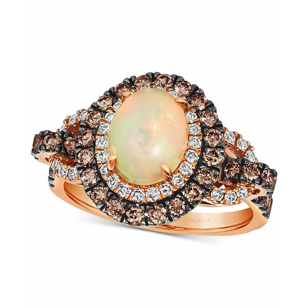 く日はお得♪ ルヴァン レディース リング アクセサリー Rose Halo Neopolitan ct. Opal Gold (7 ct. Opal  in Diamond Ring 14k 指輪・リング