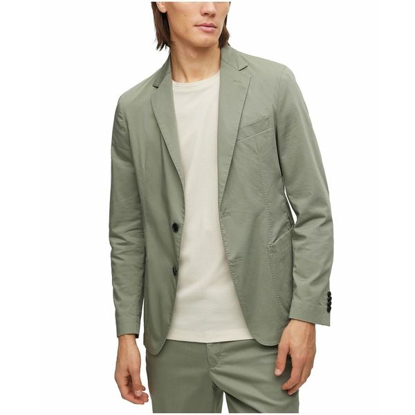 専門店ではヒューゴボス メンズ ジャケット＆ブルゾン アウター BOSS Men's Slim-Fit Crease-Resistant Cotton Blend Jacket Open Green