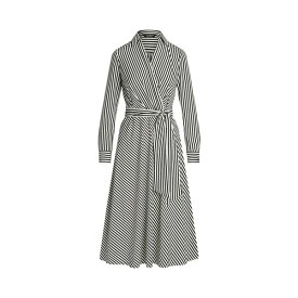 【送料無料】 ラルフローレン レディース ワンピース トップス STRIPED SURPLICE CREPE MIDI DRESS Black