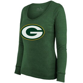 マジェスティックスレッズ レディース Tシャツ トップス Jordan Love Green Bay Packers Majestic Threads Women's Name & Number Long Sleeve Scoop Neck TriBlend T Shirt???Green