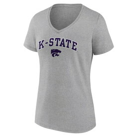 ファナティクス レディース Tシャツ トップス Kansas State Wildcats Fanatics Branded Women's Campus VNeck TShirt Heather Gray
