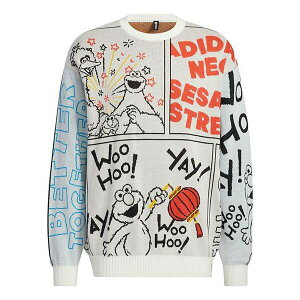 adidas アディダス メンズ スニーカー 【adidas x SESAME STREET Crossover Cartoon Alphabet Full Print Round Neck Knitwear Beige HD7294】 サイズ US_M_XXL