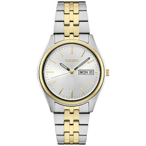 ZCR[ Y rv ANZT[ Men's Essentials Two-Tone Stainless Steel Bracelet Watch 37mm Silver