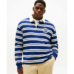 g~[ qtBK[ Y Vc gbvX Men's Big & Tall Stripe Rugby Shirt Ivory Petal / Preppy Navy