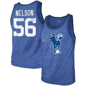 マジェスティックスレッズ メンズ Tシャツ トップス Quenton Nelson Indianapolis Colts Majestic Threads Name & Number TriBlend Tank Top Heathered Royal