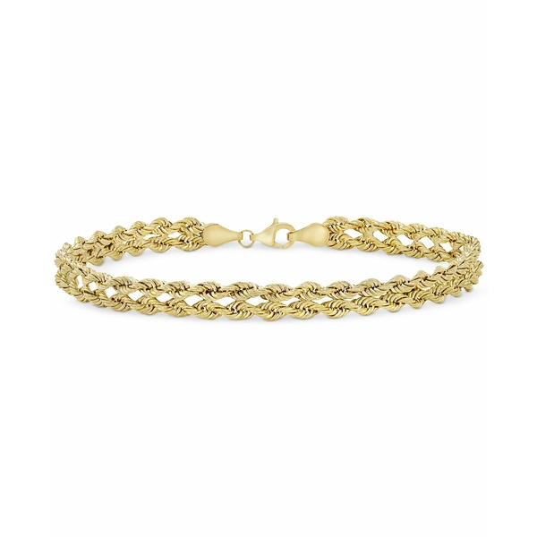 イタリアン ゴールド レディース ブレスレット・バングル・アンクレット アクセサリー Double Row Twisted Heart Link Bracelet in 14k Gold Yellow Gold