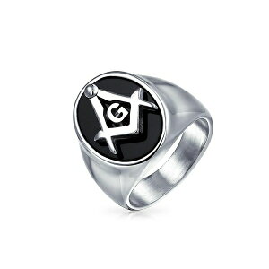 uO Y O ANZT[ Square Compass Black Oval Mens Signet Freemason Masonic Ring For Men Stainless Steel Silver a